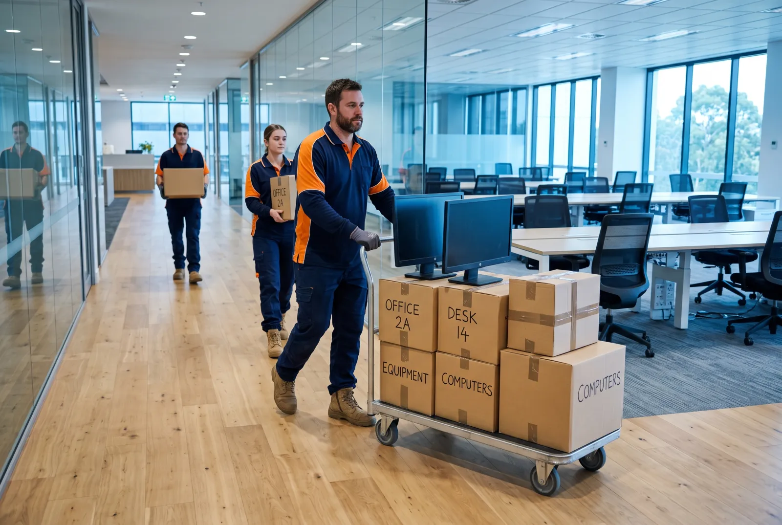 Офисный переезд: перевозка рабочих мест, оргтехники и мебели компании