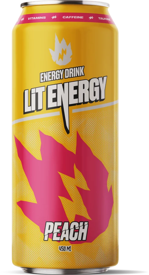 Банка LIT Energy Персик, жёлто-розовая
