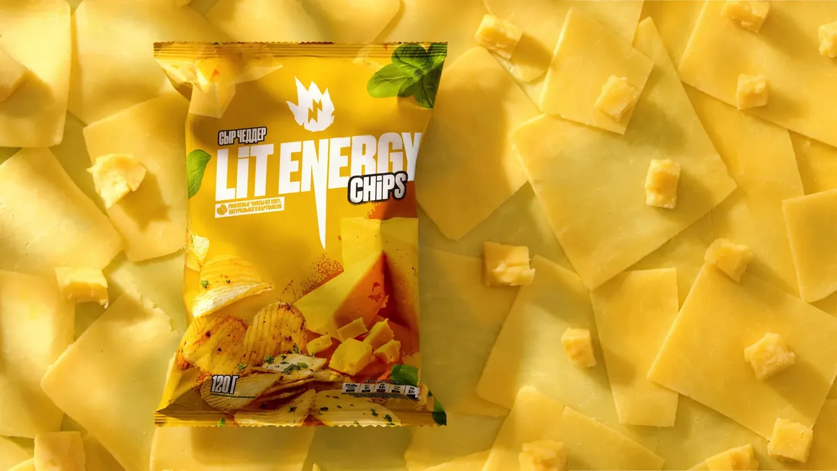Пачка LIT Energy Chips Чеддер на кубиках сыра